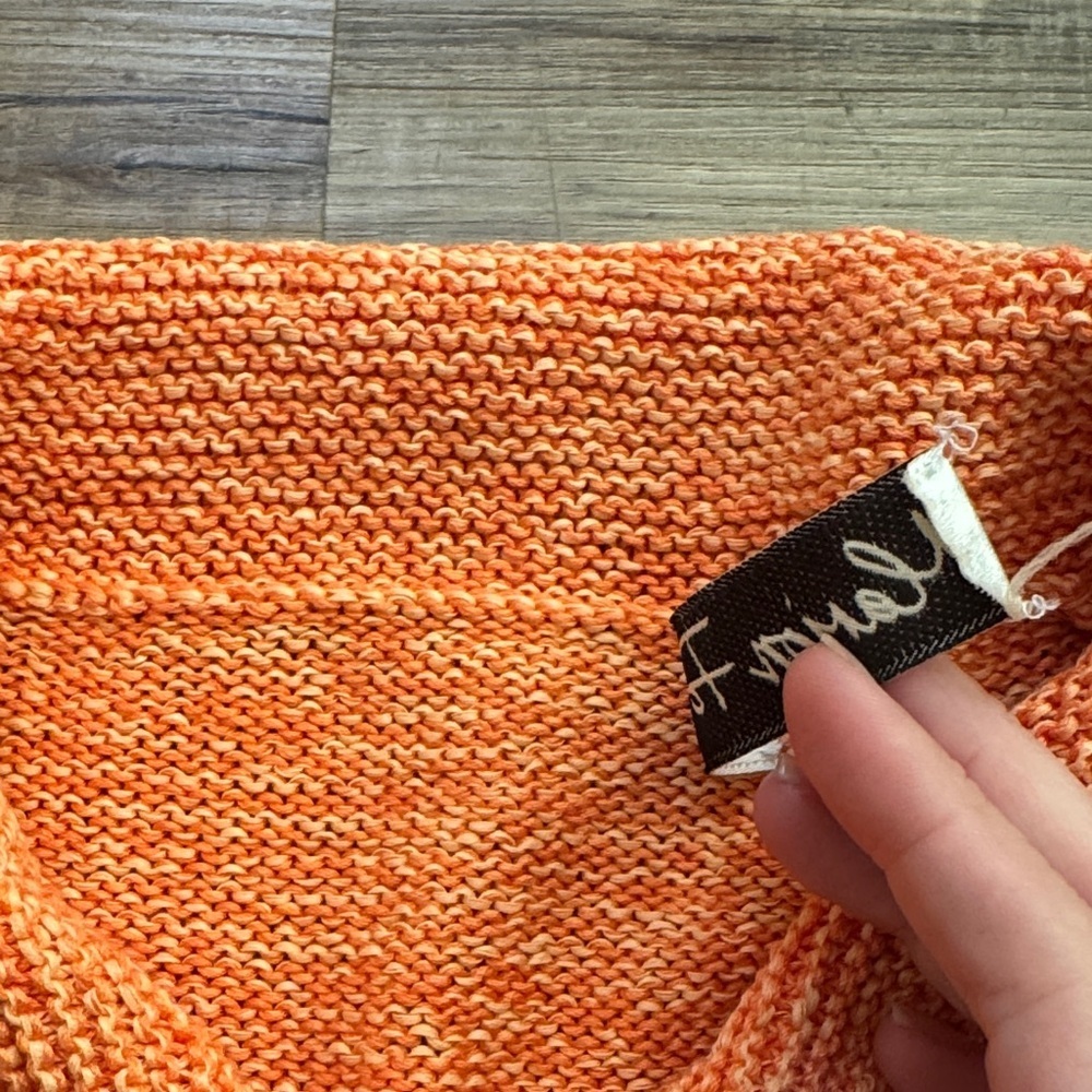 Marion Foale cotton cardigan hand knit orange tangerine XS - Picture 3 of 6